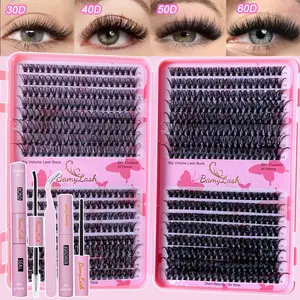 Mixed Length False Eyelash Tool Kit, 1 Box 640PCS D Curl Eyelash Extension Supplies, 30D 40D50 60D DIY Eyelash Extensions, Eye Makeup Accessories, Eyelash Tools, 10-18mm Individual False Lashes Set, Cosmetic, DIY Lashes Cluster