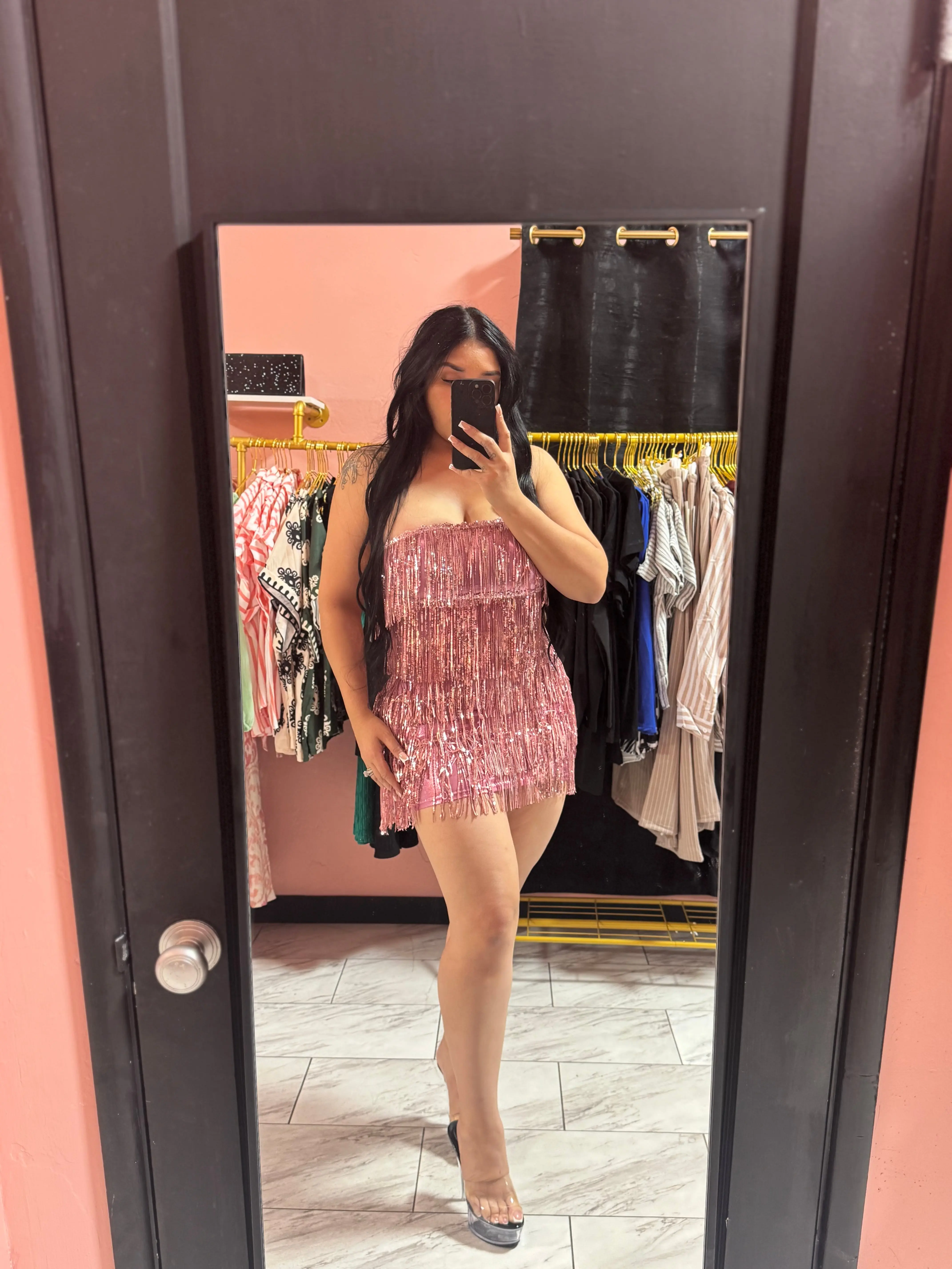 Sequin Fringe Tube Dress