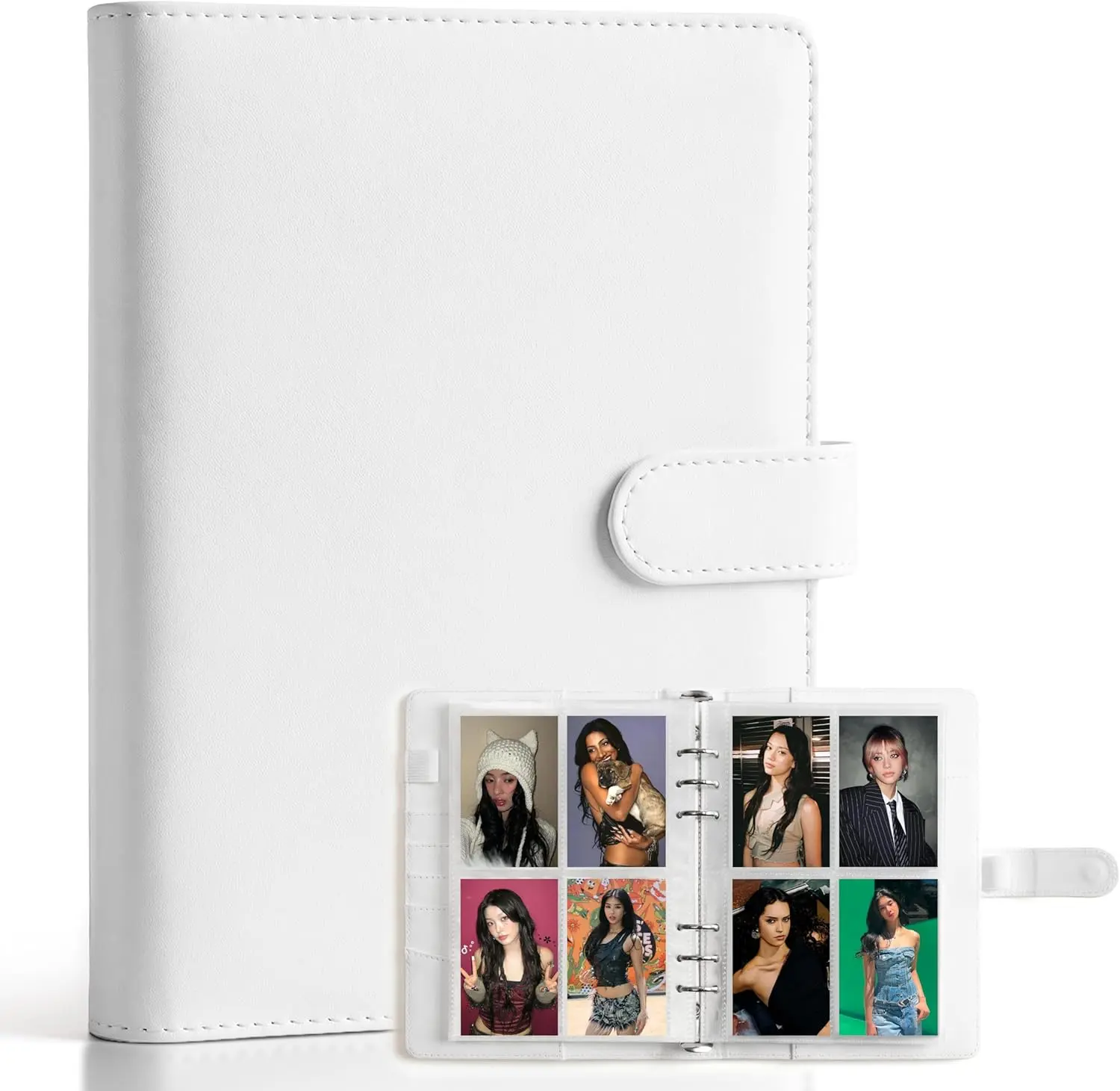 A5 Binder-Kpop Trading Photocard Binder,6 Ring Cards Collector Album With 240 Card Slots, 30 Double-Sided Photocard Sleeves, Pu Leather Album Cover for Organizing Game Cards & Kpop Merch