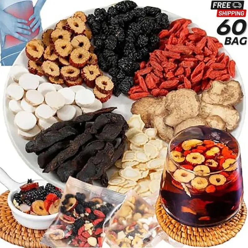 [$29.7 Get 60bag ] Kidney tea formula Ginseng Five Treasure TeaCombination  RedDate Wolfberry Tea Men's Tea Health TeaMulberry Herbal Formula Health Tea