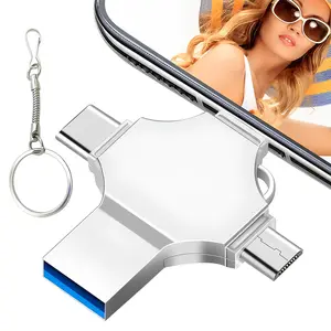 Photo Stick USB Flash Drive 256GB Memory Stick, 4 IN 1 USB 3.0 High Speed Thumb Drives Portable Mini Storage Device External Storage for Smartphone/Laptop/PC/Android