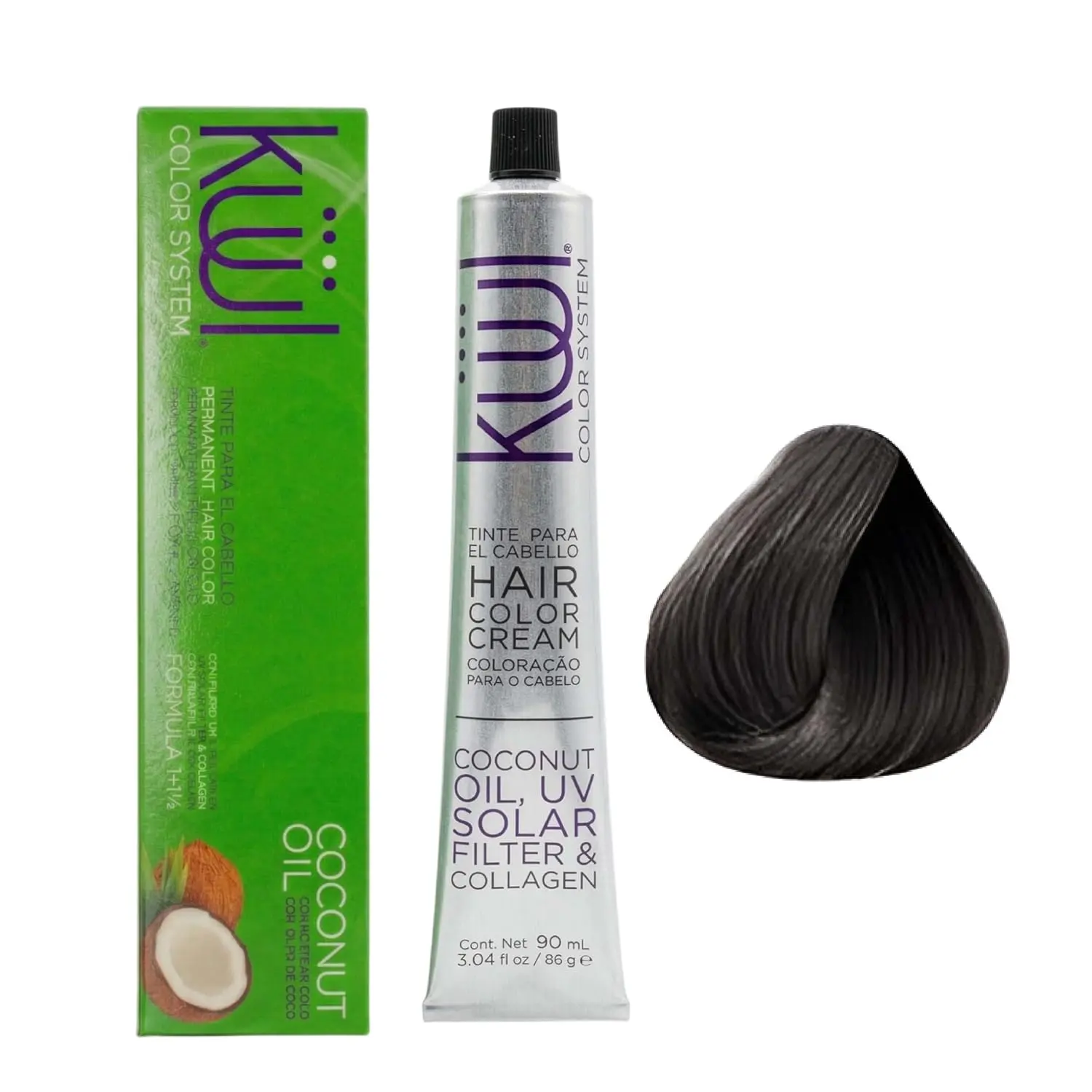 KUUL Color System, Color 1 Black -Permanent Hair Color Cream – Professional Hair Dye, Gray Coverage, Long Lasting Color, 3.04 fl oz