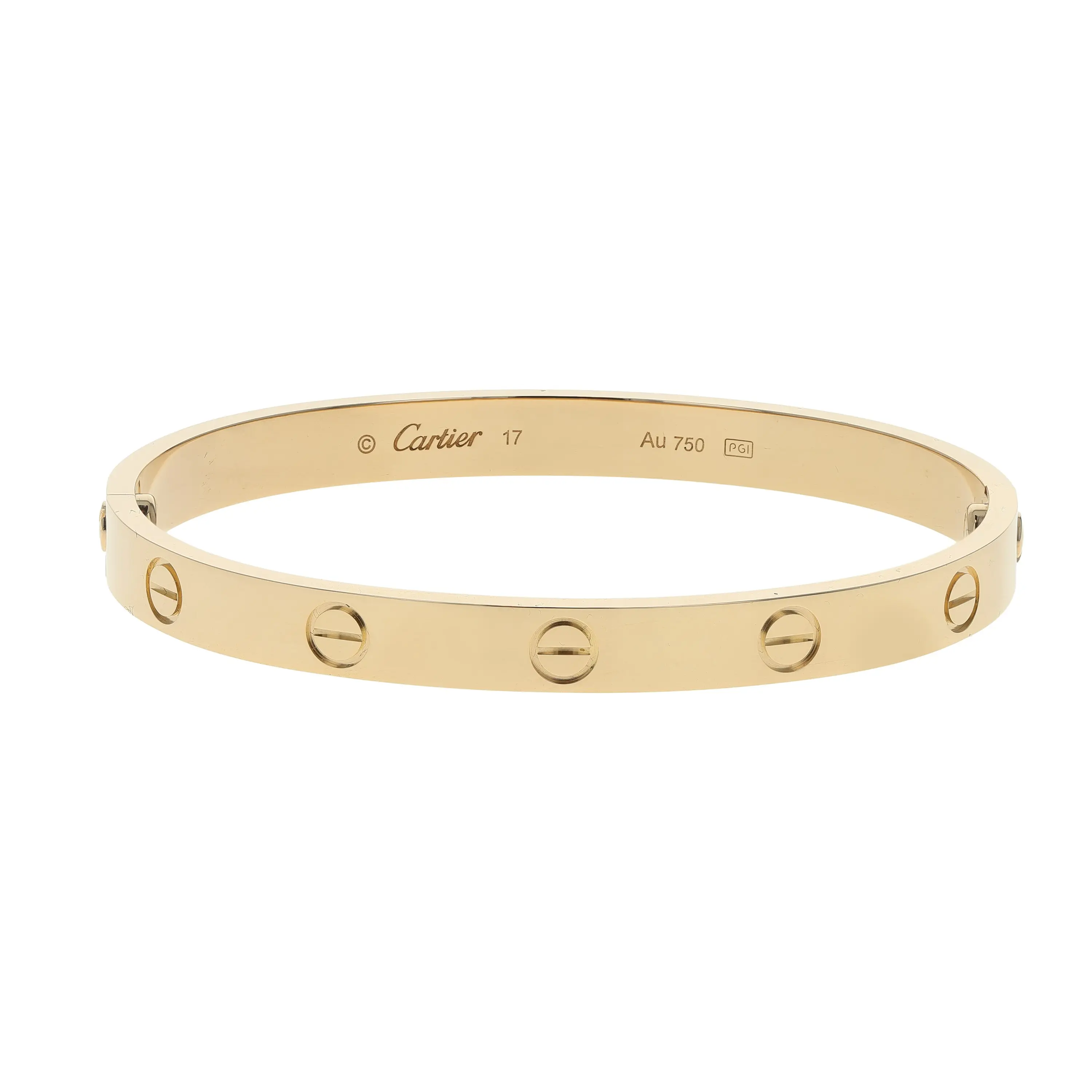 Pre-owned Cartier Love Bangle Bracelet Size 17