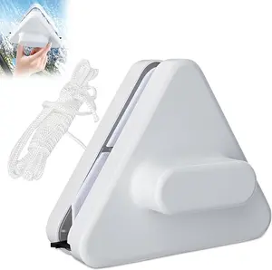 Magnetic Windshield Cleaner Tool – Double-Sided Glass Wiper with Safety Rope, Outside Window Brush for High-Rise Cars (B, Triangle)