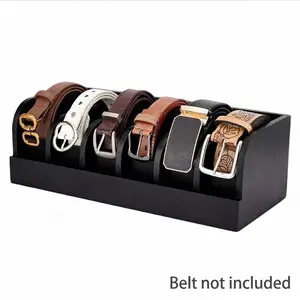 Bamboo Belt Storage Box, 6-Grid Waistband Rack, Suitable for Wardrobe and Drawers, Unisex Belt Organizer Display Stand