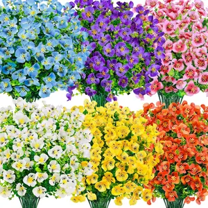 Der Rose 24 Bundles Artificial Pansy Flowers for Outdoors, UV Resistant 6 Assorted Colors Fake Pansies Faux Flowers Buk for Outdoor Planters Window Boxes Flower Beds Garden Decor