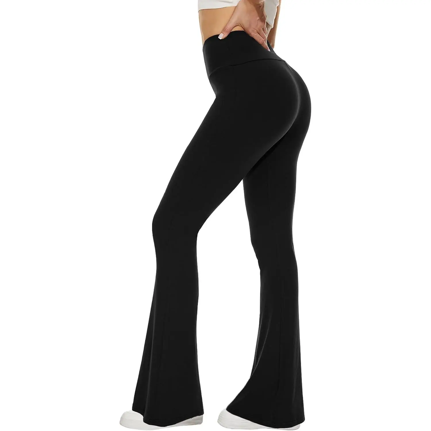 Black Flare Yoga Pants for Women - Soft High Waist Bootcut Leggings & Long Bootleg Pants for Women