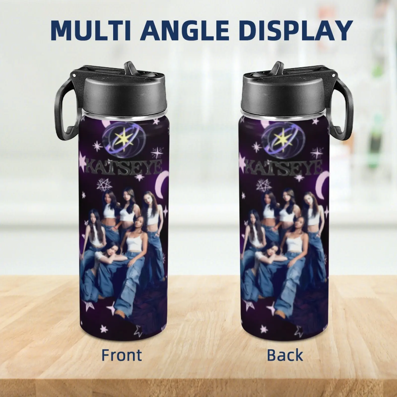 Katseye Themed 20oz Insulated Stainless Steel Tumbler - Portable, Stylish Durable Vacuum Flask with Leak-Proof Lid, Multi-Purpose Cup for Home/Office, Perfect Friend Gift Summer Drinkware