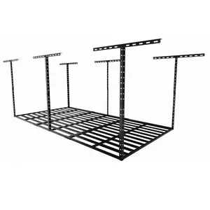 4X8FT Overhead Garage Storage Rack, 22"-40" Height Adjustable Garage Ceiling Storage Racks, Heavy Duty Metal Overhead Storage Organizer System, 800LBS Weight Capacity