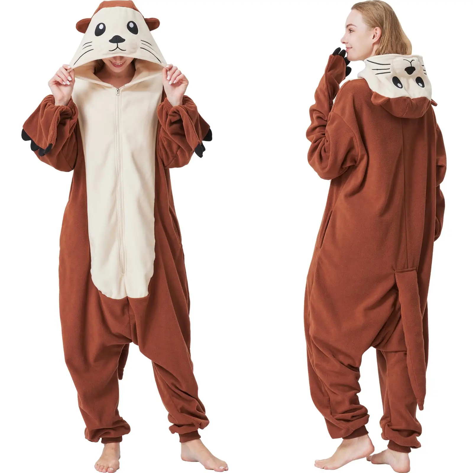 Women’s Adult Sea Otter Halloween Costume – Cozy Animal Pajamas, One-Piece Cosplay Suit Anime Rover Cosplay Costume holy clothing