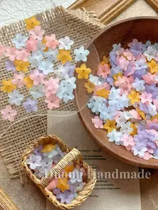 100pcs Floral Frosted Resin Beads for DIY Jewelry Components, Vibrant Blue, Perfect for Floral Craft Projects