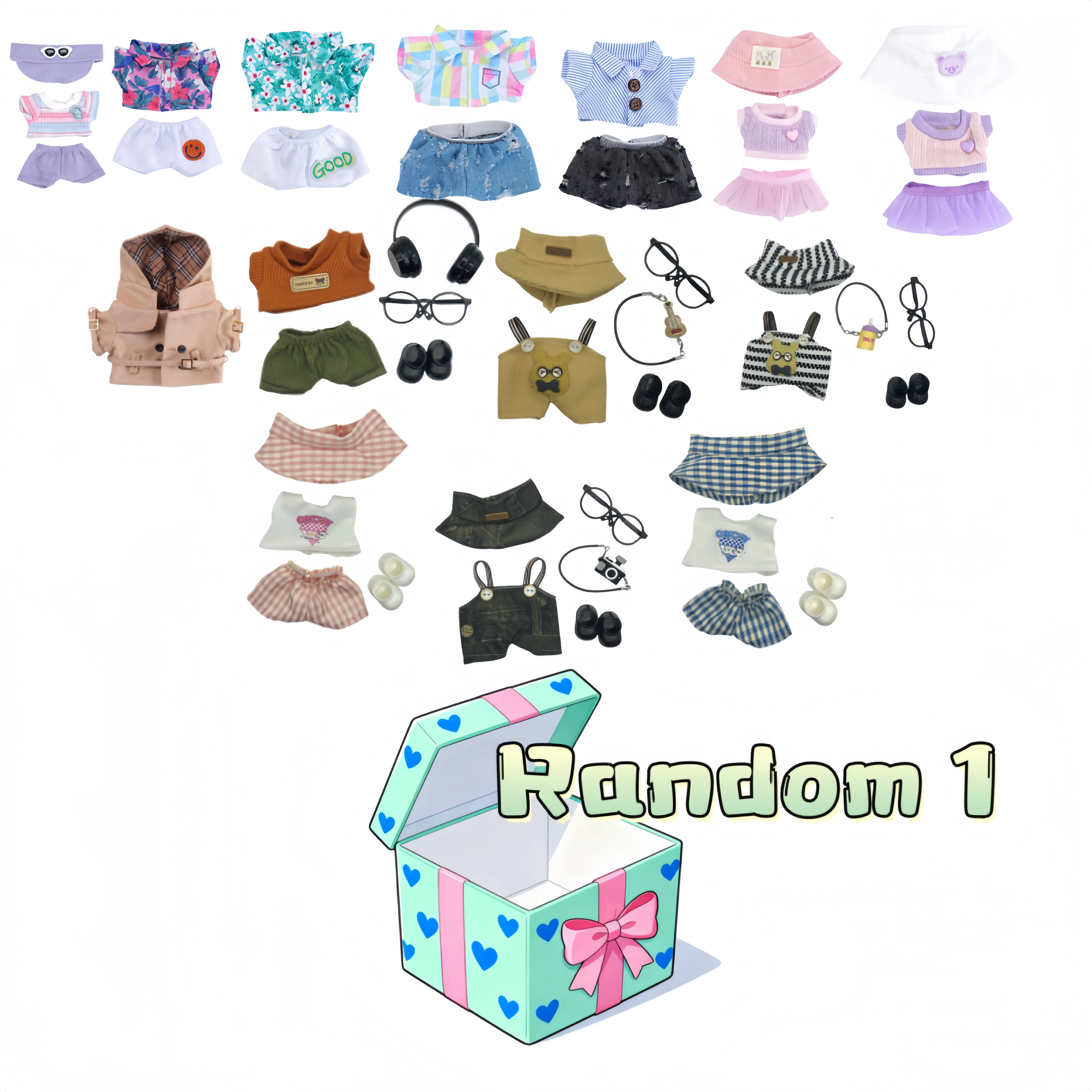 Surprise Doll Wardrobe Blind Box - 500+ Random Miniature Fashion Clothes Styles, High-Quality Details, Durable for Play/Display, for 17cm Unisex Collectibles, Customized Craft Gift for Doll Lovers