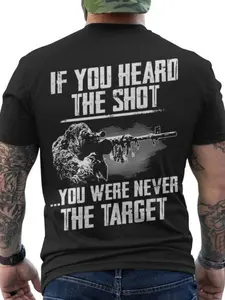 Men's Vintage Sniper Rifle T-Shirt - Camo Back Print with Bullet Casings & Sniper Rifle Design - Relaxed Fit 4-Season Wear - Hunting & Shooting Sports Apparel - Gun Enthusiast Gift - Black Short Sleeve Cotton Shirt, Mens T Shirts, Mens Clothes, Mens Tshir