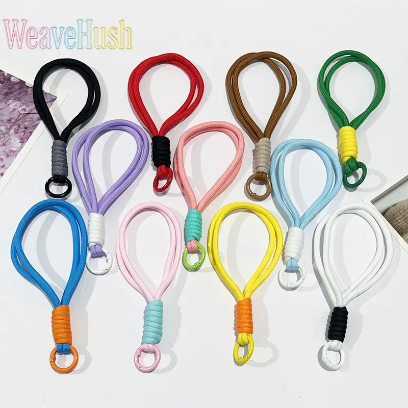 11Pcs 15cm Color-Matching Knotted Non-Woven Short Mobile Phone Lanyards with Stainless Steel Plush Keychains, Anti-Lost Sports Wrist Loops for Outdoor Activities, Fitness Enthusiasts Metal Accessories, Lanyard Keychain, Sports Enthusiasts, Anti-Lost Loop