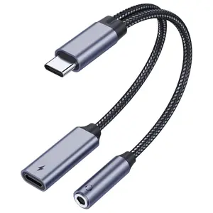 USB C Headphone Jack Adapter and Charger 2 in 1 USB C to 3.5mm Audio Adapter with PD Fast Charge Port, Type C to Aux Dongle Cable for iPhone 15 Samsung S23 S22, Pixel 5 4 XL and More