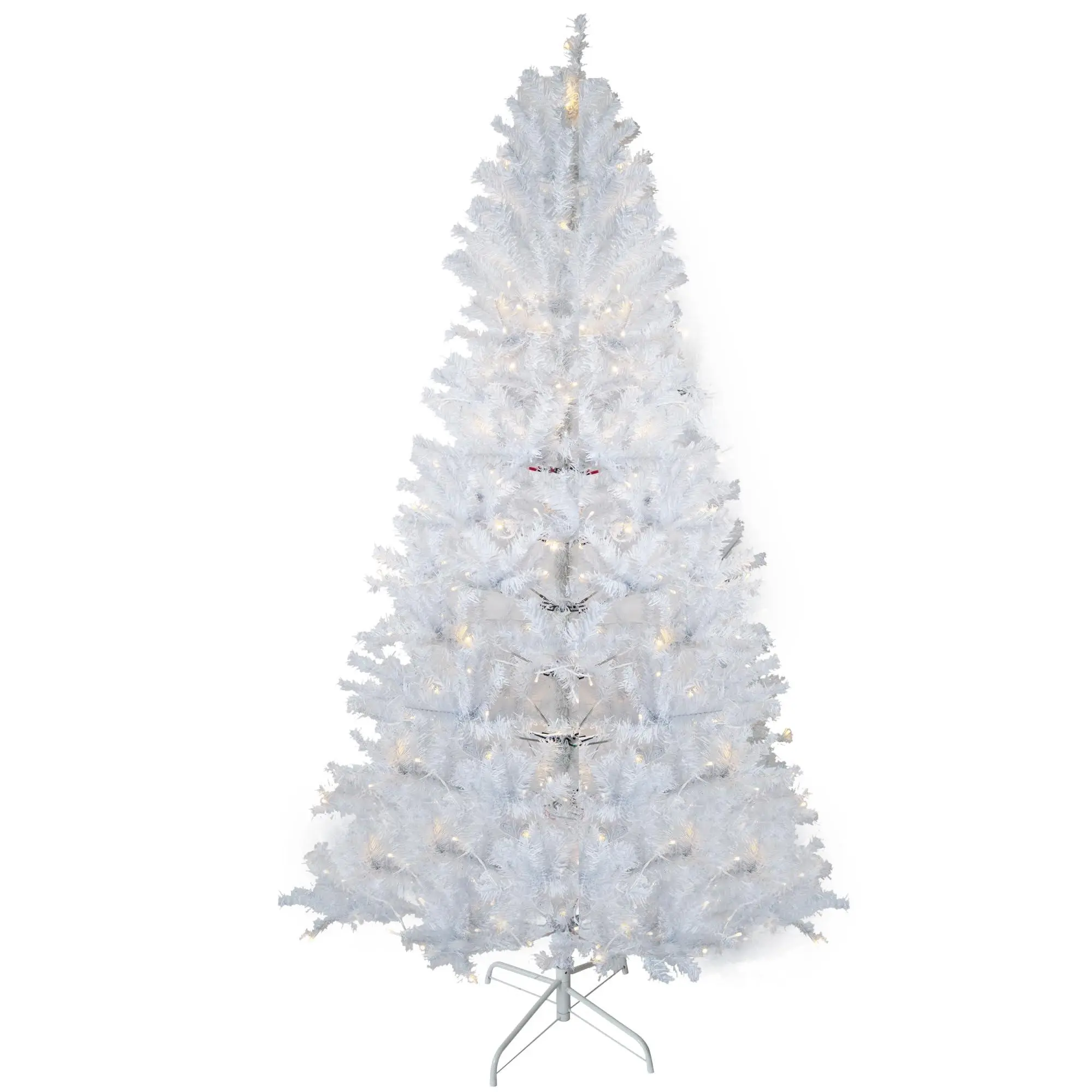 6.5 Ft Tall Fluffy Prelit Artificial Christmas Tree, 250 Warm White LED Lights, Battery-Operated, 818 Branch Tips, Easy Setup Decoration for Living Room, Home Holiday Use