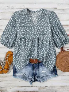 Plus Size Women's Shirt Blouse, Casual Fashion Woven Top, Comfortable Fit, Stylish Design, Perfect for Everyday Wear, Trendy Ladies Clothing