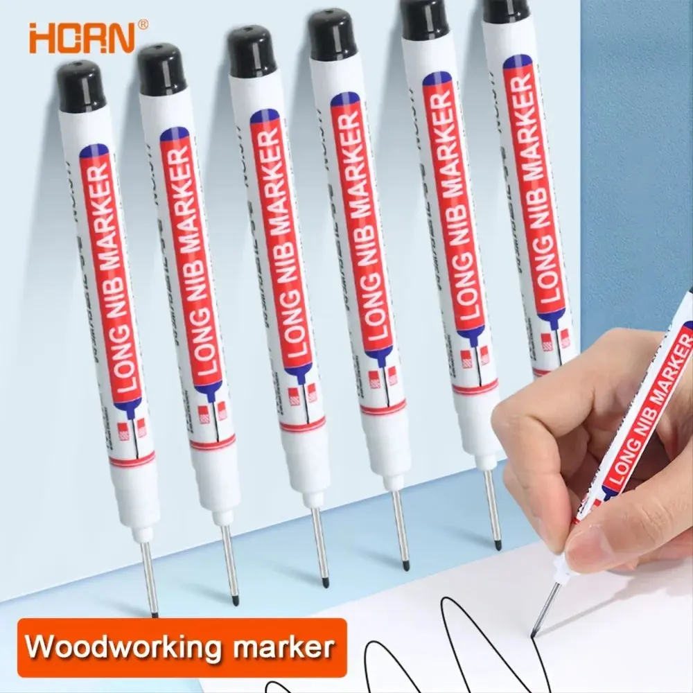 HCRN 10Pcs/Set Multi-Purpose 20mm Deep Hole Long Nib Head Marker for Metal Water Resistant Fast Drying Environmentally Friendly Markers