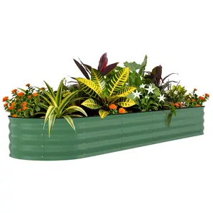 GAOMON 8x2x1.5 ft Galvanized Raised Garden Bed - 18" Tall Metal Planter Box for Flowers, Vegetables,Herbs, Rust-Resistant Outdoor Garden Box, Easy Assembly Raised Beds,Green