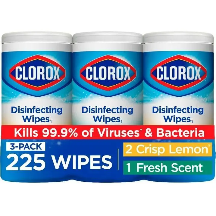 Disinfecting and Cleaning Wipes, Crisp Lemon and Fresh Scent, 75 Count Each, 3 Pack