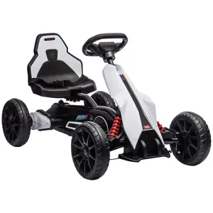 12V Electric Go Kart for Kids, Outdoor Ride-On Toy with Forward Backward Drive & Adjustable Speed, Gift for Child 3-8 Years Old, White