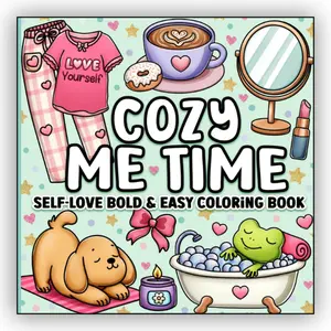 Bold and Easy Coloring Book: Cozy Me Time Cute and Comfy Self-Love Designs for Adults, Women, Teens, Kids, Girls for Relaxation