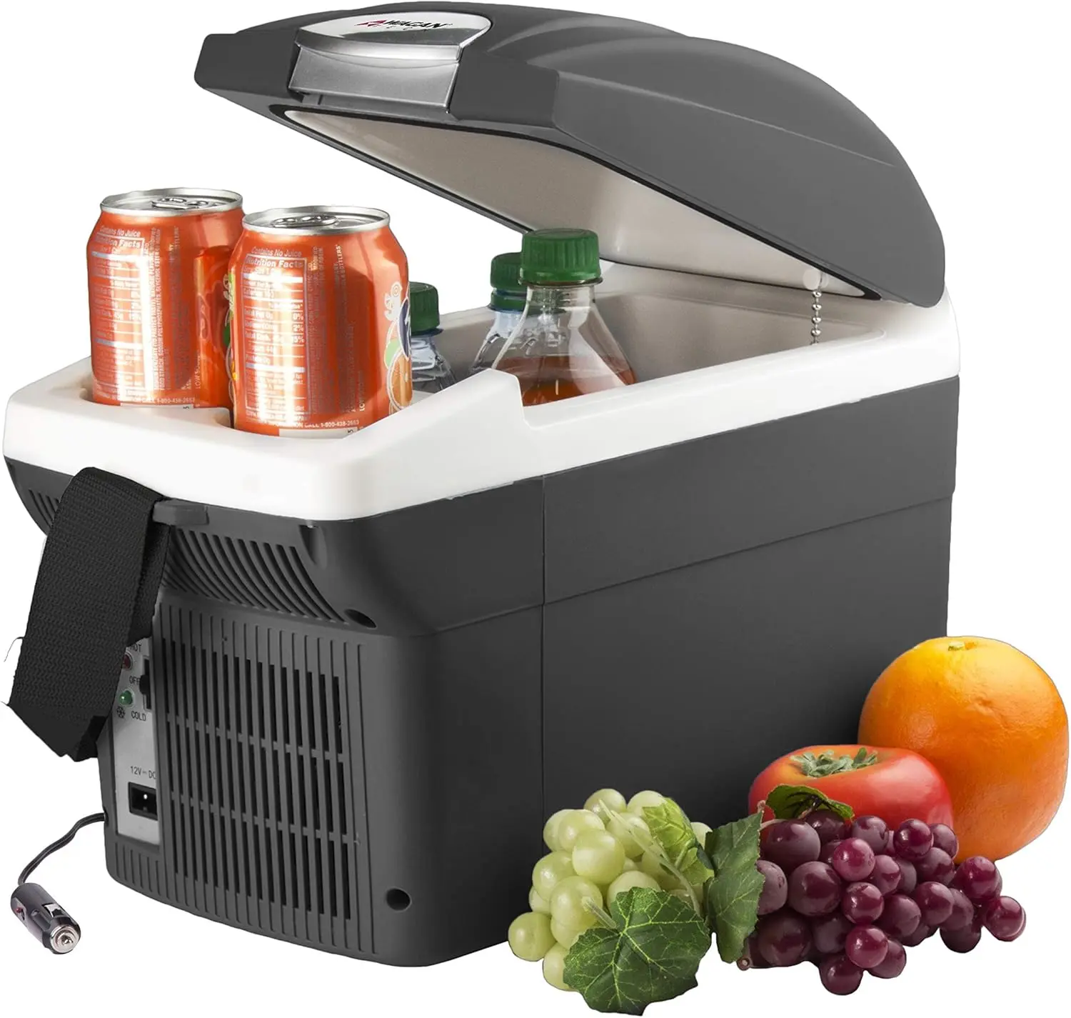 EL6206 12V 6 Quart Personal Thermoelectric, 6 Liter Capacity, Portable Electric Cooler Warmer with 12/24V DC, Small Fridge for Car, RV, and Camping Use, UL Listed