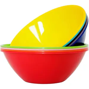 9 Pack 3000ML Re-usable Plastic Mixing and Serving Bowls, Popcorn Bowls, Salad Bowls, Chip and Dip Serving Bowls, in 9 Colors (Rainbow)