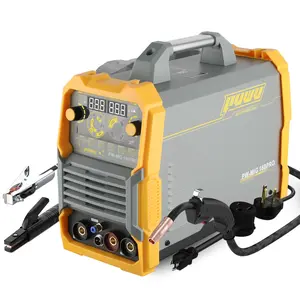 Puwu 160A multiprocess Gasless MIG Welder,110V/220V Dual Voltage Flux Cored/MIG/Lift TIG/Stick ARC Welder 4 in 1 Welding Machine with IGBT Inverter LED Digital Display