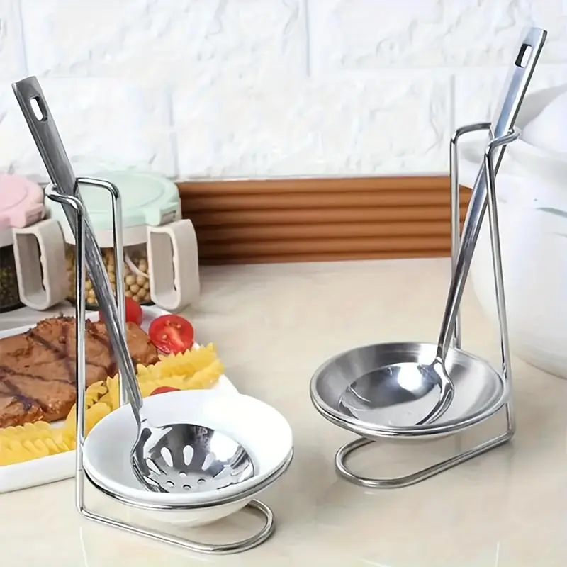 Stainless Steel Kitchen Organizer Set - Vertical Spoon & Bowl Holder with Strainer, Cooking Utensil Stand for Home and Restaurant Use