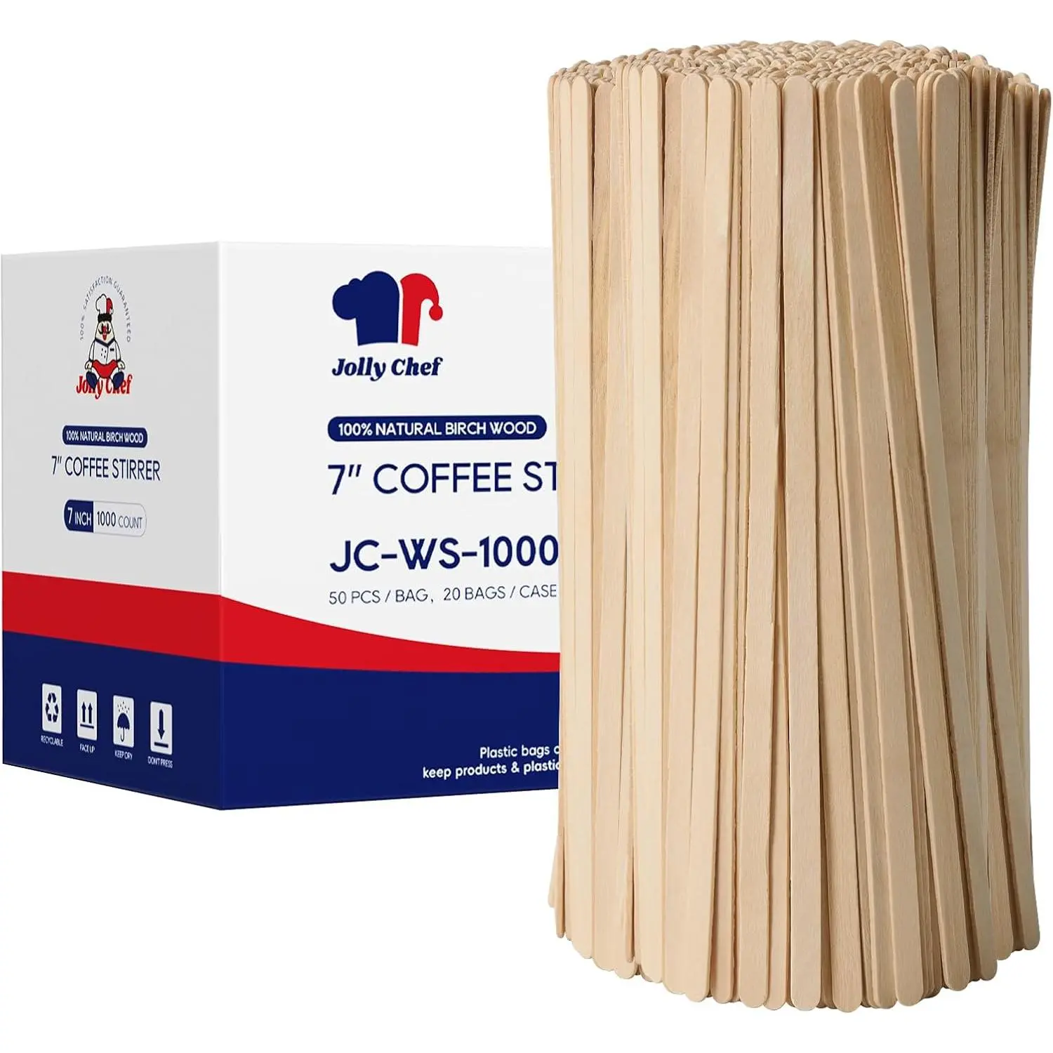 1000 Count 7 inch Birch Wood Coffee Stirrers, Wooden Stir Sticks for Coffee, Tea and Beverage