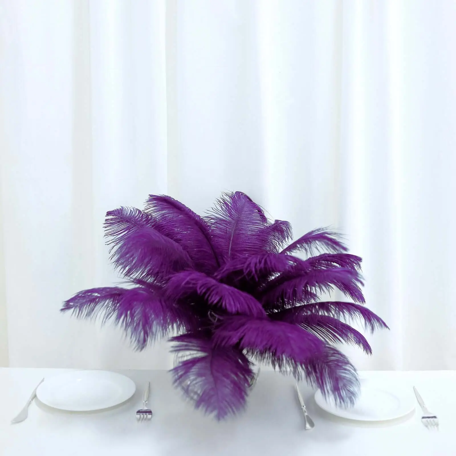 12-Pack Purple Plumage Real Ostrich Feathers, 13"-15" Decorative Ornaments for DIY Crafts, Tabletop Centerpiece Fillers, Home & Festive Decor Accessories
