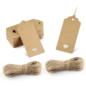 Tags,100 PCS  Paper  Tags with Free 100ft(30m)  Jute Twine for Christmas Holiday Gifts Wedding Favors Art Craft