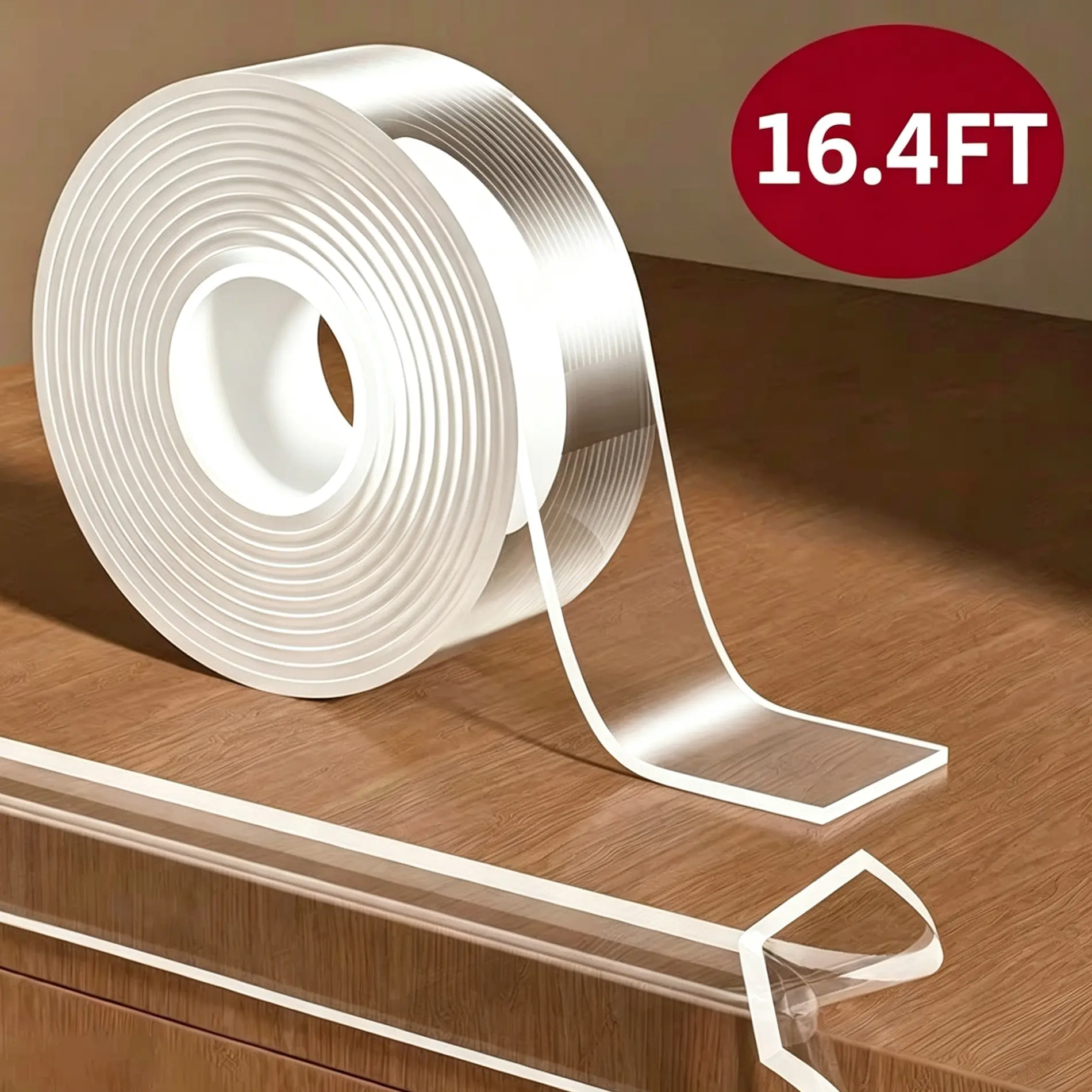 Heavy Duty(16.4FT), Nano Double Sided Adhesive Tape, Clear Mounting Tape Picture Hanging Adhesive Strips. Removable, Holds up to 18 lbs, DIY, for Walls, Carpet Decoration