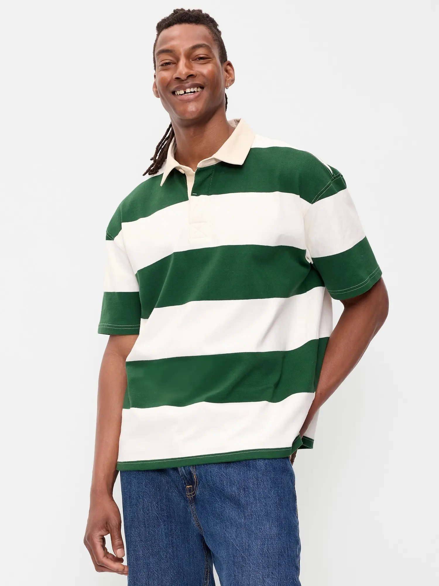 Old Navy Men's Striped Rugby Polo