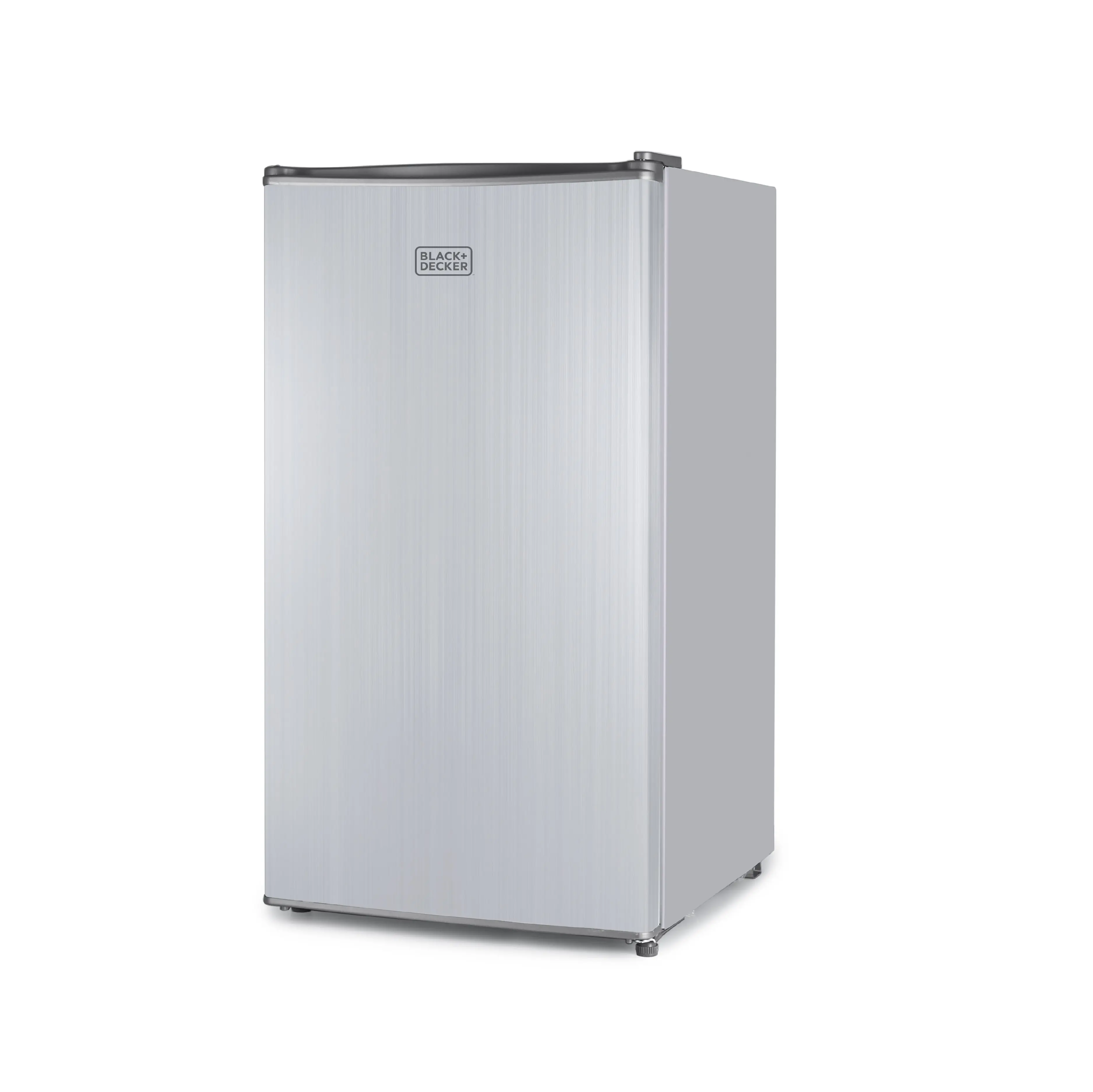 BLACK+DECKER 3.2 Cu. Ft. Compact Refrigerator, ENERGY STAR Small Refrigerator, Single Door Mini Fridge with Chiller Compartment, Personal Fridge for Home or Dorm Room, BCRK32V, Stainless Look
