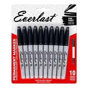 Everlast Fine Point Black Permanent Marker Set 10 Pack Writing & Labeling Pens