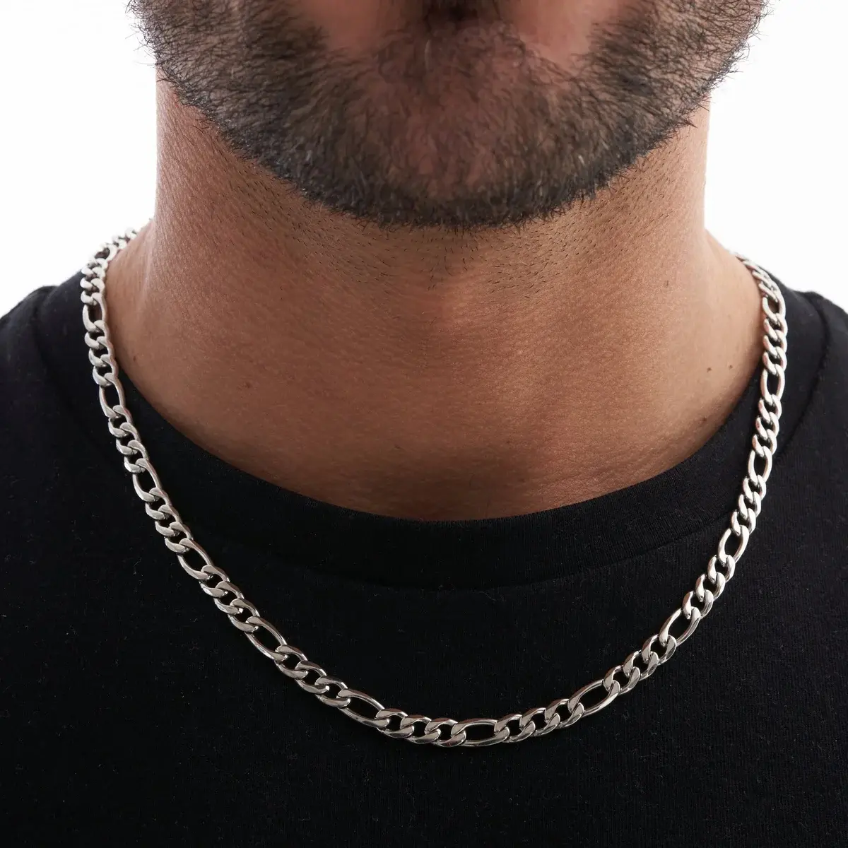925 Silver Figaro Chain Necklace - 5MM, 18-24'' Sizes, 14g, 4-Year Durability, Elegant Unisex Timeless Design, Chain Silver Necklaces & Pendants for Men, Elegant Chain
