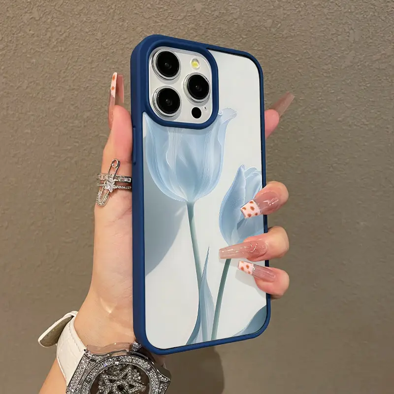 Magnetic Smartphone Case for iPhone 11/12/13/14/15/16/17 Pro Max, Serene Tulips Design, MagSafe Compatible, Lightweight, Anti-Fall Protection for Handheld Cellphone Devices, Girly Chic Style, Resistance, Casing