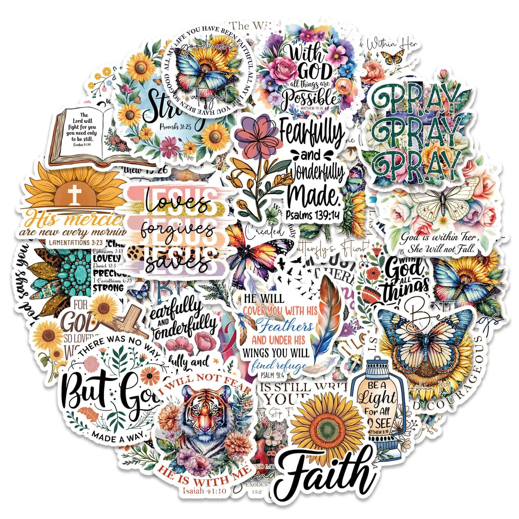 100Pcs Christian Print Phone Stickers - Aesthetic Waterproof Smartphone Cellphone Accessories, Faith Bible Verse Vinyl Decals, Inspirational Jesus Quotes, Religious Easter Gifts for Teens (Fits Water Bottles, Laptops)