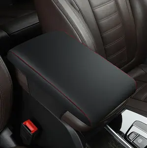 Auto Center Console Pad, Universal Waterproof Armrest Seat Box Cover, Car Interior Accessories, Leather Auto Armrest Cover Protector for Most Vehicle, SUV, Truck (Black)