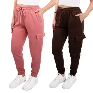 SPXTREME [2 Pack] Women's Cargo Jogger Sweatpants Casual Lounge Ultimate Comfort Soft Feel Breathable Fit