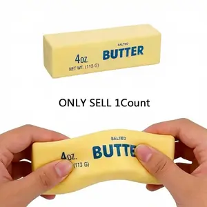 Butter-Shaped Squishy Toy, 1-Count Wet Soft Slow-Rising Silicone Squeeze Toy, Stress Relief Salted Butter Stick, Pinch Family Squishy Fidget Toy, Mochi Squishy