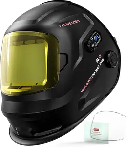 YESWELDER Smart Auto-Darkening Welding Helmet – Large View with Internal Digital Display, True Color 1/1/1/1, Digital Display, Wide Shade 3/4-8/9-14, for MIG/TIG/Stick/Tack/Grind/Cut