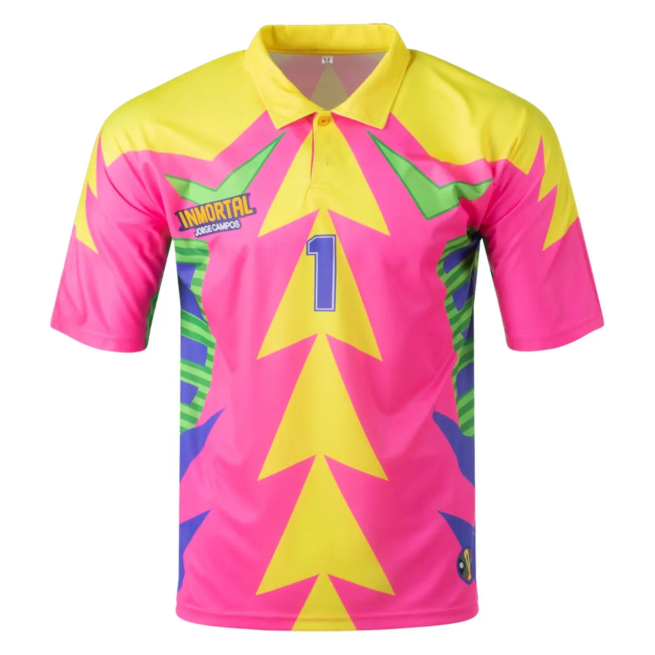 Retro Pink Goalkeeper Football Jersey – Mexico Inspired Colorblock Soccer Shirt, Vintage Athletic Streetwear Sports Top