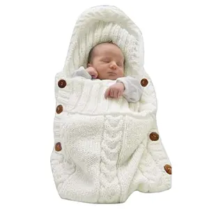 Wrap Swaddle Blanket Knit Sleeping Bag Receiving Blankets  Wrap for  (Beige) (0-6 Month)