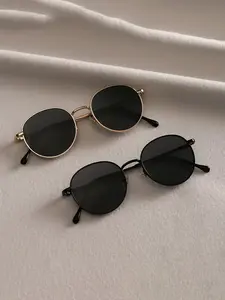 Unisex Vintage Round Frame Glasses, Trendy Casual Glasses for Everyday Use, Fashion Accessories for Outdoor Activities, Trendy Shades