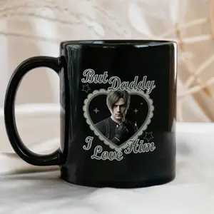 Vintage Resident Evil 9 Leon Scott Kennedy Ceramic Coffee Mug - Glossy, Reusable, Washable Kitchen Drinkware for Video Game Enthusiasts with "But Daddy Loves Him" Design