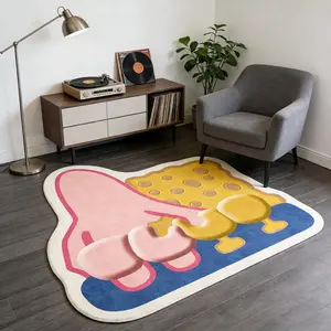 Cartoon carpet, Soft fluffy rug, Fluffy area rug, 1 pcs, cute butt-pinching pattern floor mat, modern ins style carpet, soft plush foot mat, machine washable and non-slip, suitable for living room, bedroom carpet, birthday gift for frien