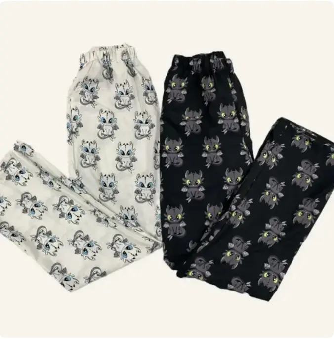 Cute Dragon Couple Pajama Pants– Couple Pajama Pants with Adorable Dragon Design Cozy Matching Sleepwear for Relaxing Nights for Him & Her Loose Fit Sleep Bottom Homewear All Seasons Casual